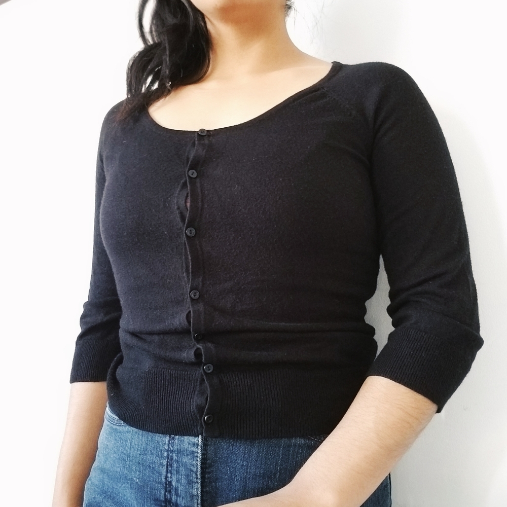 Halogen Black Button Up Cardigan Size M